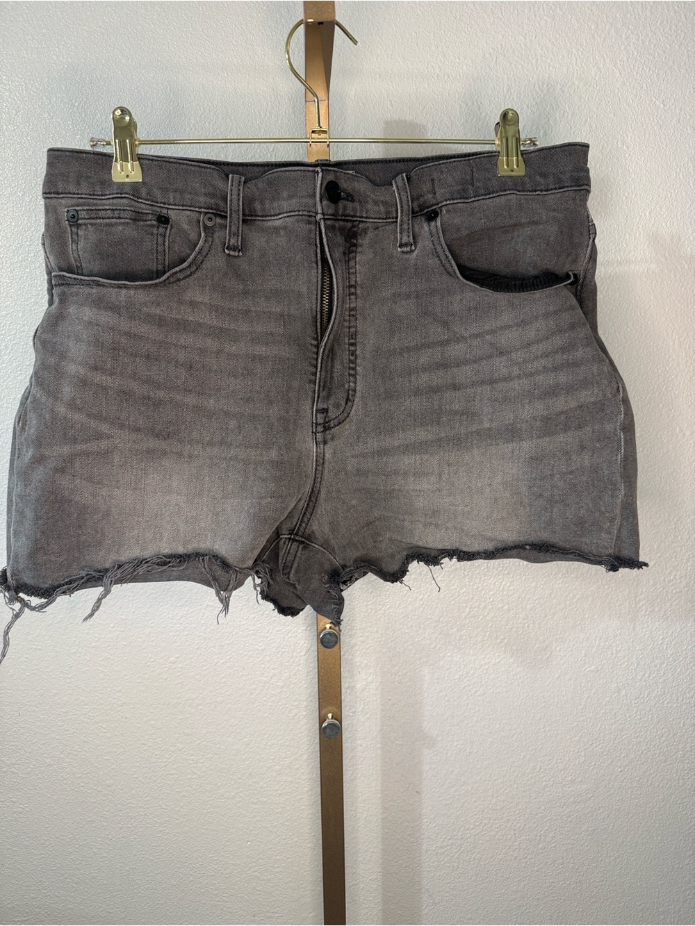 Madewell - High Rise- Gray Frayed Hem Denim shorts- size 30